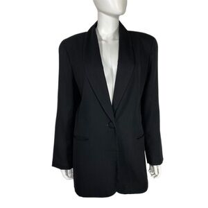 Jacqueline Ferrar Vintage Worsted Wool Women’s Long Length One Button Blazer